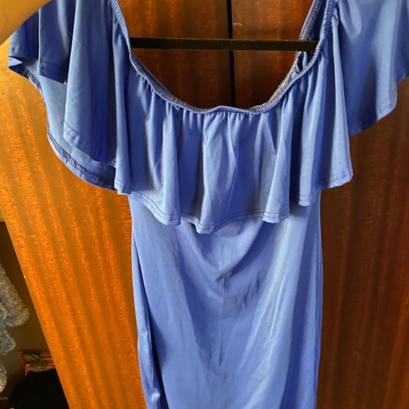 Lulus Midi royal blue off shoulder dress - Picture 2 of 2